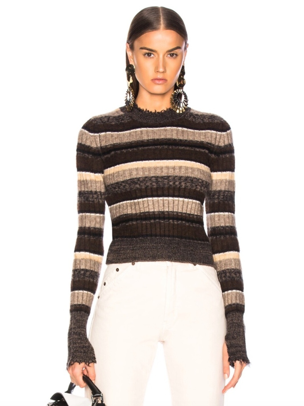 Helmut Lang Ombre Shrunken Crew Neck Sweater
